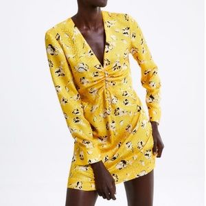 NWT Yellow Print Zara Dress